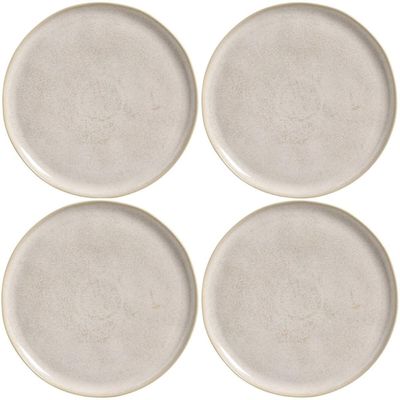 Kit 4 Pratos Rasos 27cm Cerâmica Bio Latte Off White Porto Brasil Elegantes