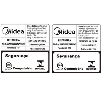 Fritadeira Air Fryer Midea Smart Chef Plus Preta 6L 220V MAD600010APKW2