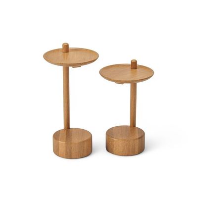 Mesa De Canto Redonda De Madeira Teka Medida Altura: 50cm Cor Champagne