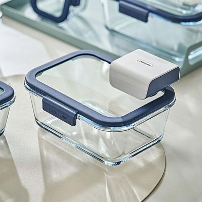 Conjunto De Potes De Vidro Hermético Retangular - Bomba Elétrica De Sucção A Vácuo - 5 Peças - Neoflam - Glacé Z