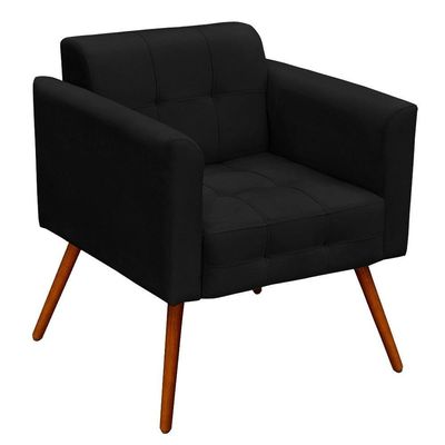 Kit 2 Poltronas Decorativas Pés Palito Ana Suede Preto - Ibiza