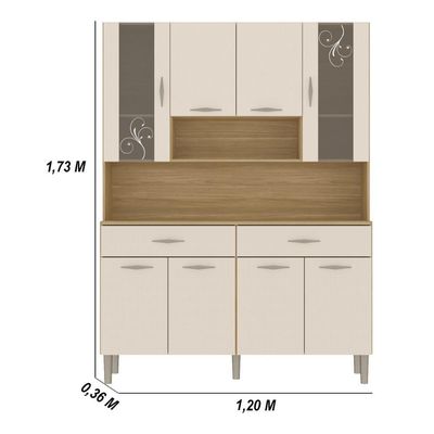 Armário De Cozinha Compacta Mdf 8 Portas Golden Plus Freijó-soft