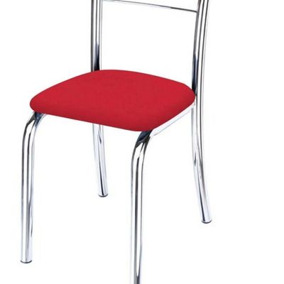 Kit 3 Cadeiras De Jantar Lara Cromada Para Cozinha Assento Sintético Vermelho - Aurora Line