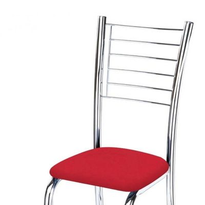 Kit 3 Cadeiras De Jantar Lara Cromada Para Cozinha Assento Sintético Vermelho - Aurora Line
