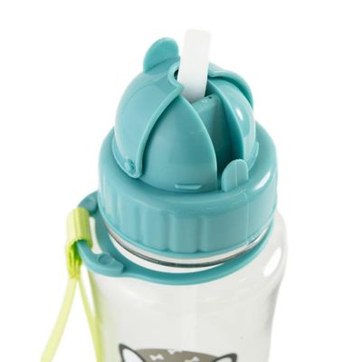 Garrafa Escolar 350ml Pug Com Canudo Azul U / Azul