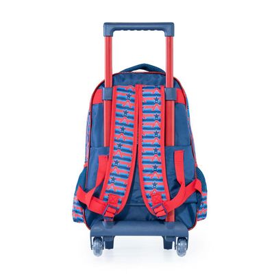 Mochila Escolar Masculina de Rodinhas Capitão América Premium Azul U / Azul