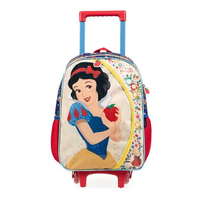 Mochila de Rodinha Infantil Feminina Branca de Neve Azul U / Vermelho