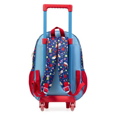Mochila de Rodinha Infantil Feminina Branca de Neve Azul U / Vermelho