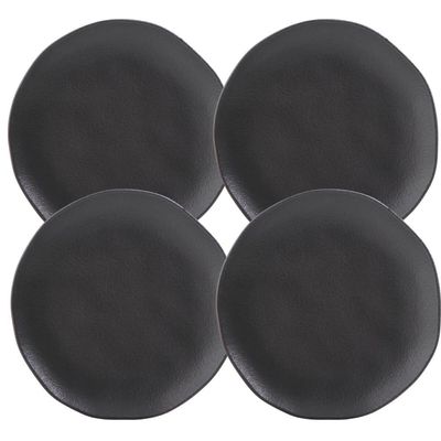 Jogo 4 Pratos para Sobremesa Orgânico Preto Cerâmica 19cm Porto Brasil Brownie Mousse