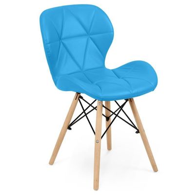 Kit 10 Cadeiras De Jantar Charles Eames Slim Wood Estofada - Azul