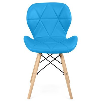 Kit 10 Cadeiras De Jantar Charles Eames Slim Wood Estofada - Azul