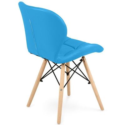 Kit 10 Cadeiras De Jantar Charles Eames Slim Wood Estofada - Azul