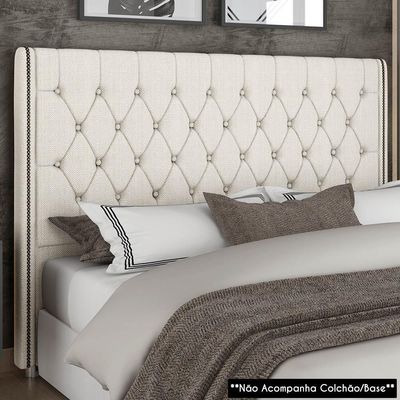 Cabeceira Cama Solteiro 90cm Florenza P02 Linho Creme - Mpozenato