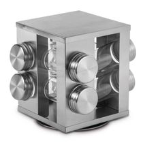 Porta Condimentos Quadrado 8 Peças Base Giratória Inox - Mimo
