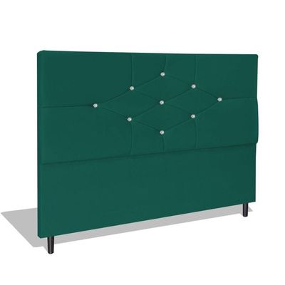 Cabeceira Estofada Box Casal Queen Size Encosto Para Cama T Cross 164x126 Cm Azul Turquesa