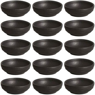 Kit 15 Ramequins 70ml Cerâmica Orgânico Preto Porta Shoyu Buffet Porto Brasil