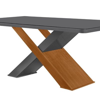 Mesa Sala De Jantar Carol 180cm Em Mdf E Vidro
