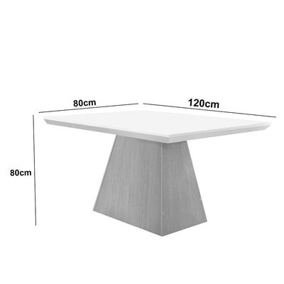 Mesa Sala De Jantar Aida 120cm Em Mdf E Vidro Off White