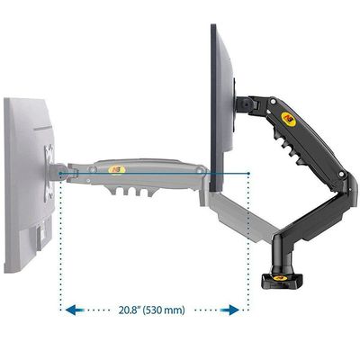 Suporte Para Monitor Articulado 15 A 34 De Mesa Com Pistão A Gás F80 Nb