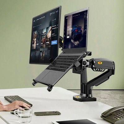 Kit Suporte Articulado Monitor E Notebook Pistão F160 Nb + Bandeja Apoio Nbh-2