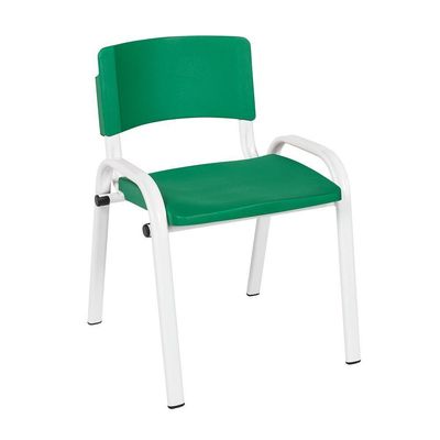 Kit 10 Cadeira Iso Infantil Creche, Escola Base Branco Verde Escuro