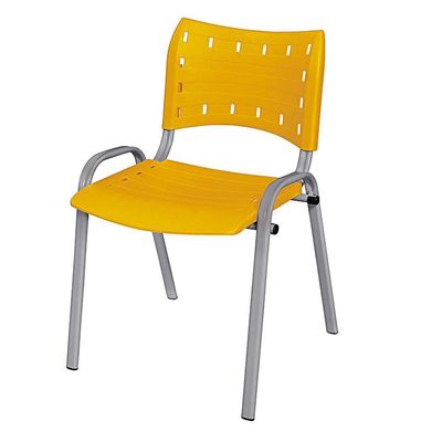Cadeira Iso Base Cinza Escola, Escritório Amarelo Kit 10 Un