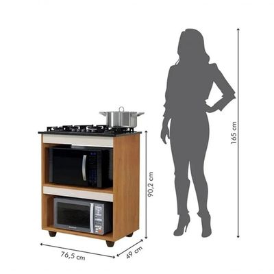 Balcão Para Cooktop E Forno Turim Kaiki Móveis - Nature/off