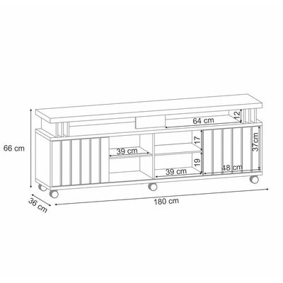 Rack Para Sala Bancada De 70 Pol. 180cm Briz H01 Off White-cinamomo - Mpozenato