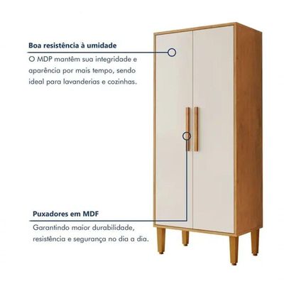 Armário Multiuso 2 Portas 3 Prateleira Paraná Kaiki Móveis - Nature/off