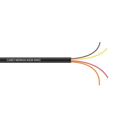 Cabo Manga 4x26 AWG - sem Blindagem Preto - 50 Metros