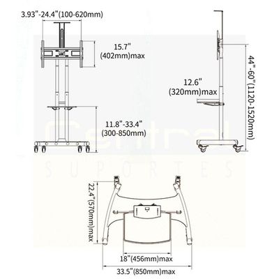 Suporte Pedestal Tv 32 A 75 Com Rodízios Ava1600-60-1p Nb
