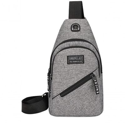 Bolsa Mochila Impermeável Transversal Crossbody Pochete De Peito Portátil Alça única Ajustável Cinza