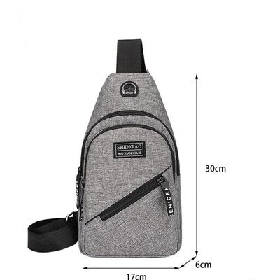 Bolsa Mochila Impermeável Transversal Crossbody Pochete De Peito Portátil Alça única Ajustável Cinza
