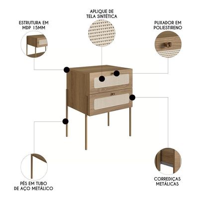 Cabeceira Solteiro E Mesa Pés De Metal Arlo A10 Hanover-dourado - Mpozenato