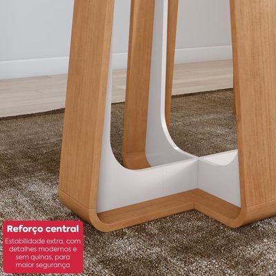 Conjunto Sala de Jantar Mesa 120x80cm Tampo Vidro/MDF 4 Cadeiras Linho Bege Amendoa Clean/off White