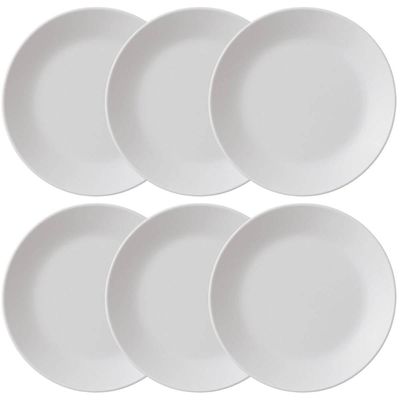 Jogo 6 Pratos Rasos 25,5cm Refeição Branco Redondo Plástico