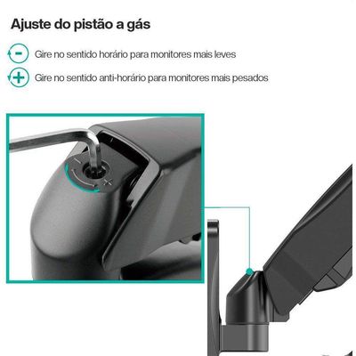 Suporte Monitor / Tv 17 A 34 Pistão A Gás F420 Central Suportes