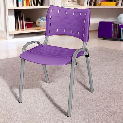 Cadeira Iso Base Cinza, Igreja, Escola, Escritório -violeta Kit 3 Peças