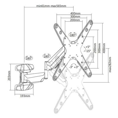 Suporte Articulado Para Tv 23 A 55 Ajuste De Altura F450n