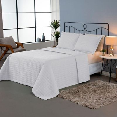 Kit Cobre Leito Matelado Copacabana 3 Peças King 100% Poliéster Percal 300 Fios - Branco