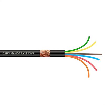 Cabo Manga 6x22 AWG - com Blindagem Preto - 5 Metros