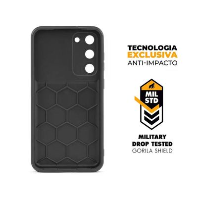 Kit Capa Symetric Preta e Pelicula Dual Glass Preta para Samsung Galaxy S23 Plus - Gshield