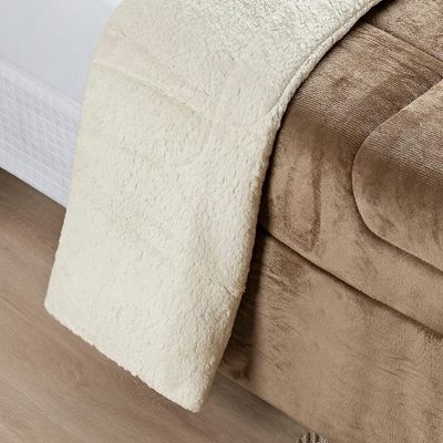 Coberdrom Sherpa E Flannel Everest King Manta Alta 150g 01 Peça - Caqui - Linha Exclusiva