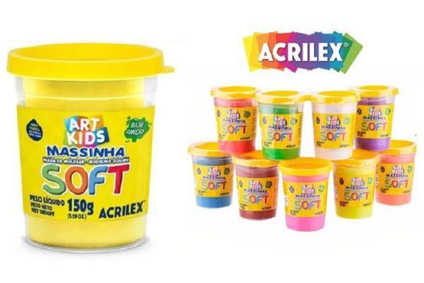 Massa de Modelar Soft Acrilex Amarelo Limão 150g