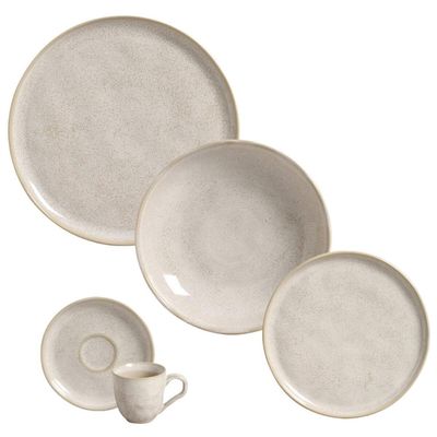Aparelho de Jantar 30 Peças Cerâmica Porto Brasil Bio Latte Jogo Mesa Posta
