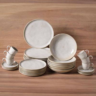 Aparelho de Jantar 30 Peças Cerâmica Porto Brasil Bio Latte Jogo Mesa Posta