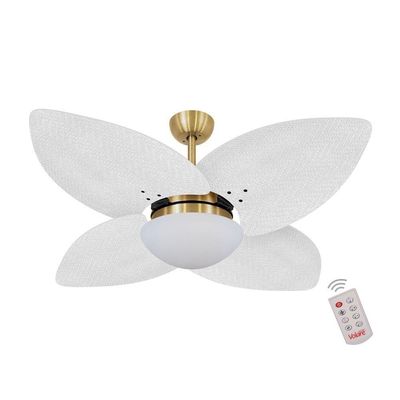 Ventilador De Teto Dourado 4 Pás Branco 127v C/ Controle 110V