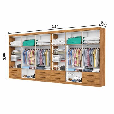 Closet Casal Duplo Lu 12 Portas 8 Gavetas Cinamomo