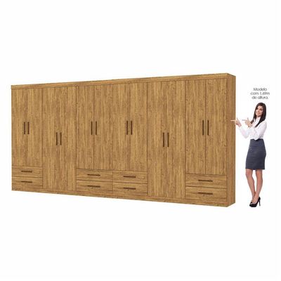 Closet Casal Duplo Lu 12 Portas 8 Gavetas Cinamomo