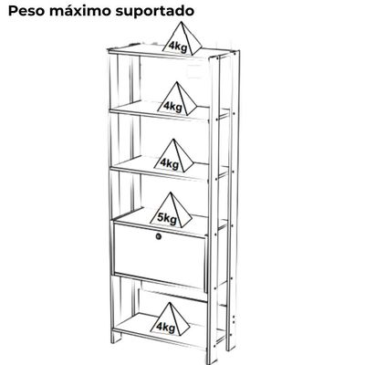 Estante Livreiro 1 Porta 166x63 Cm Pinho Preto Arly Pinho Preto
